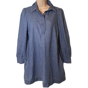 Vineyard Vines Womens Popover Long Sleeve Chambray Dress Size Small Blue Classic
